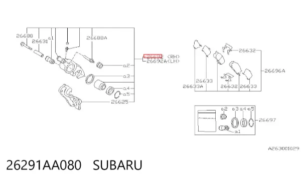 Suporte do freio traseiro direito 26291AA080 Subaru