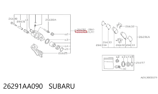 Suporte do freio traseiro esquerdo 26291AA090 Subaru