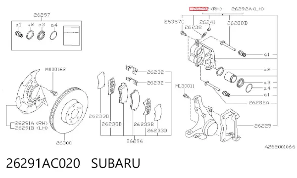 Suporte do freio dianteiro direito 26291AC020 Subaru