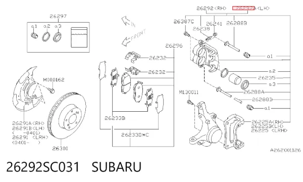 Suporte do freio dianteiro esquerdo 26292SC031 Subaru