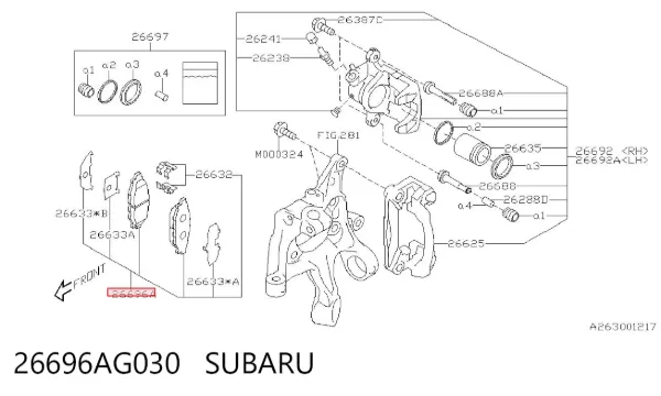 Sapatas do freio traseiras de disco 26696AG030 Subaru