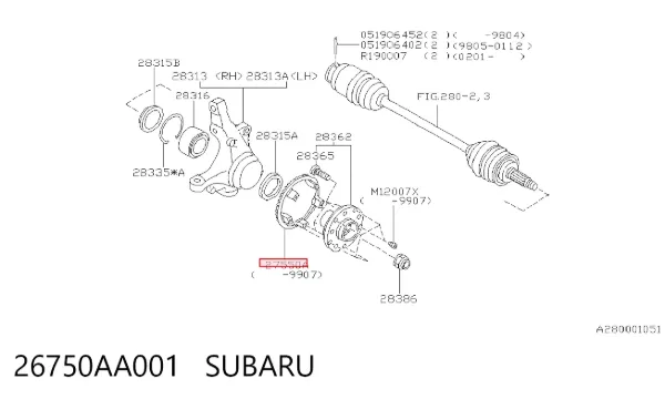 Anel de ABS 26750AA001 Subaru