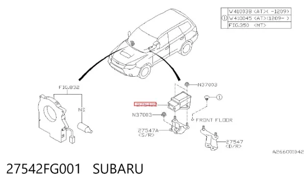 Sensor de aceleração transversal (ESP) 27542FG001 Subaru