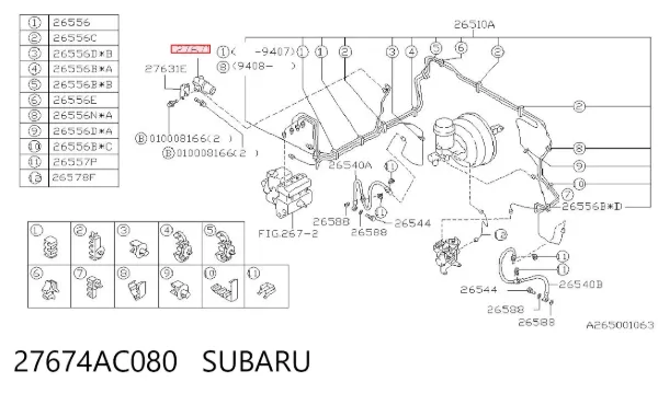 Válvula PCV de ventilação dos gases de cárter 27674AC080 Subaru