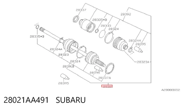 Junta homocinética externa dianteira 28021AA491 Subaru
