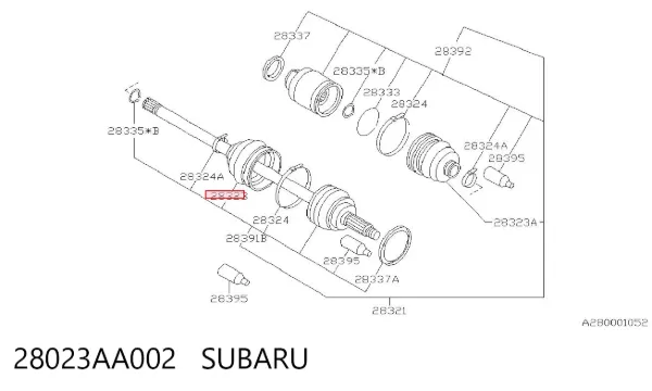 Bota de proteção externa de junta homocinética do semieixo dianteiro 28023AA002 Subaru