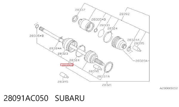 Junta homocinética externa dianteira 28091AC050 Subaru
