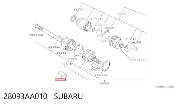 Lubrificante para os rolamentos e juntas homocinéticas 28093AA010 Subaru