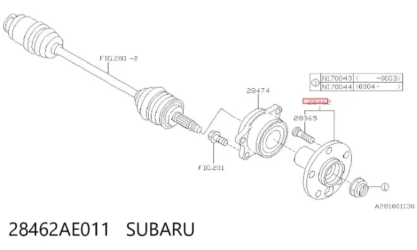 Cubo traseiro Subaru Legacy III