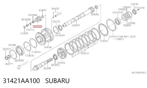 Roda dentada de diferencial 31421AA100 Subaru