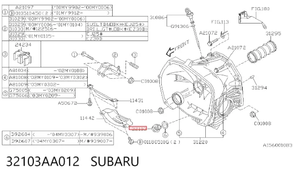 Tampão de panela de motor 32103AA012 Subaru