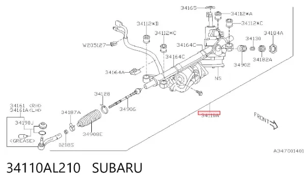 Cremalheira da direção 34110AL210 Subaru