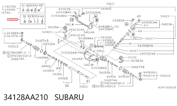 Kit de reparação da cremalheira da direção (do mecanismo), (kit de vedantes) 34128AA210 Subaru