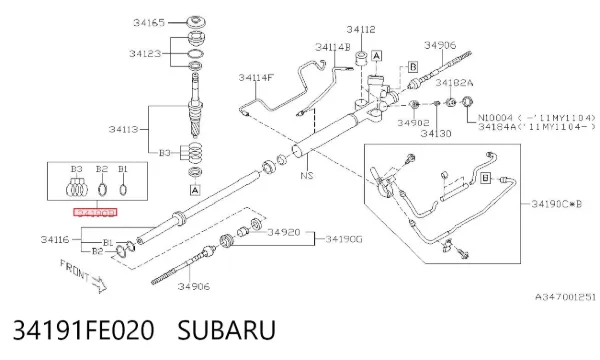 Kit de reparação da bomba da Direção hidrâulica assistida 34191FE020 Subaru