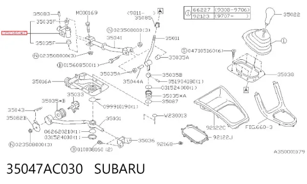Consola de ligação da Caixa de Mudança 35047AC030 Subaru