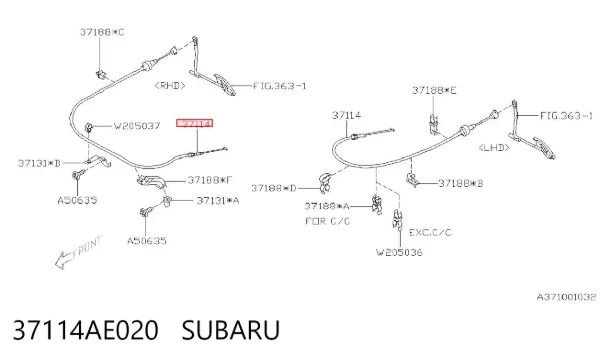 Cabo/pedal de gás (de acelerador) Subaru Legacy III