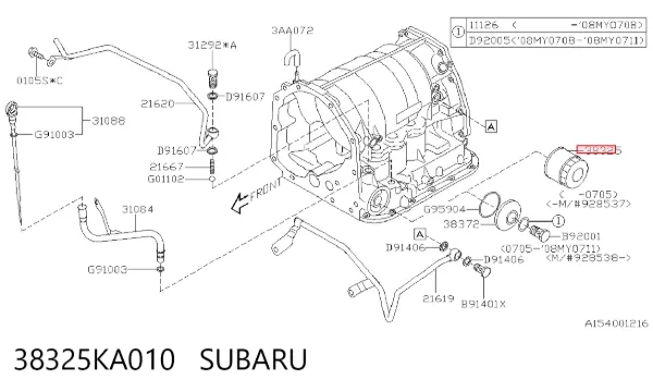 Filtro da Caixa Automática de Mudança 38325KA010 Subaru