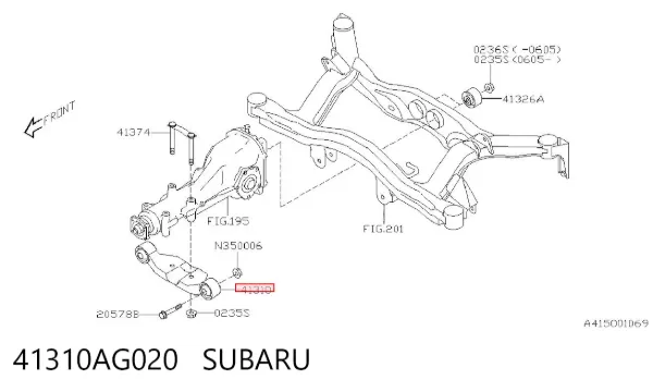 Consola (travessa) dianteira de redutor traseiro 41310AG020 Subaru