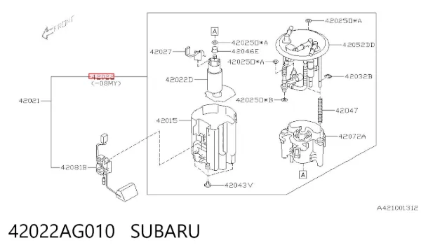 Módulo de bomba de combustível com sensor do nível de combustível 42022AG010 Subaru