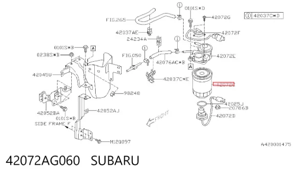 Filtro de combustível 42072AG060 Subaru