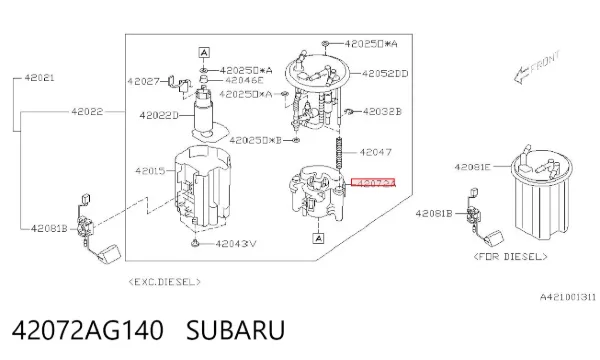 Filtro de combustível 42072AG140 Subaru