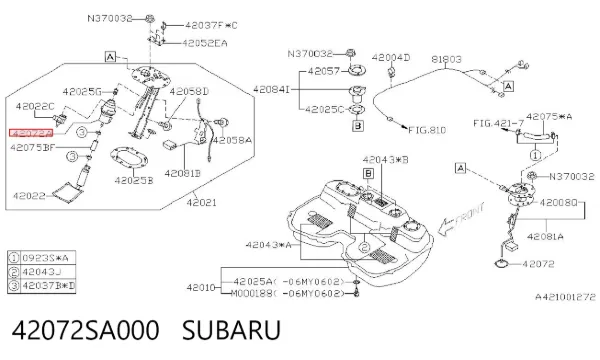 Filtro de combustível 42072SA000 Subaru