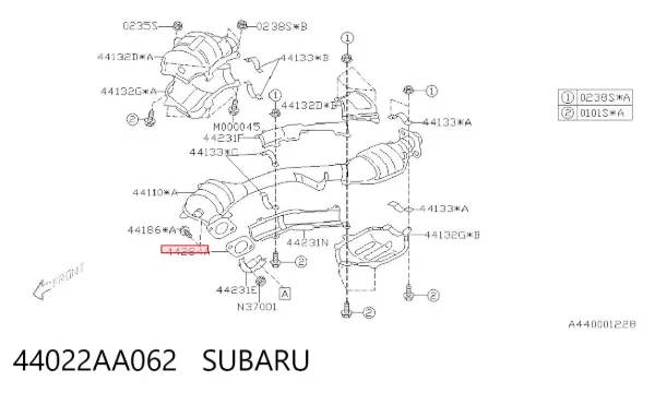 Vedante de tubo de admissão do silenciador 44022AA062 Subaru