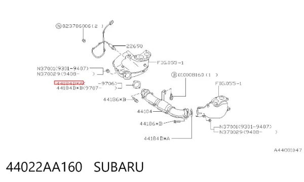 Vedante de tubo de admissão do silenciador 44022AA160 Subaru