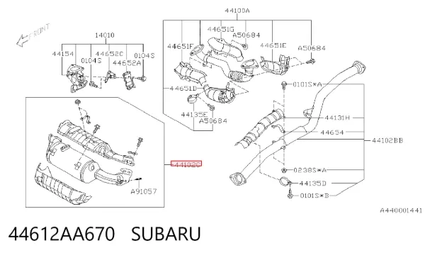 Filtro de partículas do sistema dos gases de escape 44612AA670 Subaru