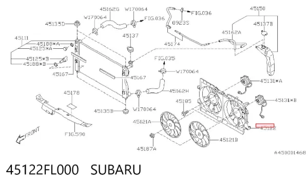 Difusor do radiador de esfriamento 45122FL000 Subaru