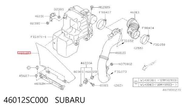 Tomada de ar de filtro de ar 46012SC000 Subaru