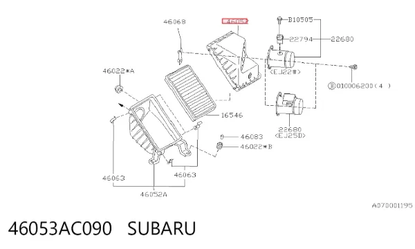 Caixa de filtro de ar, parte superior 46053AC090 Subaru
