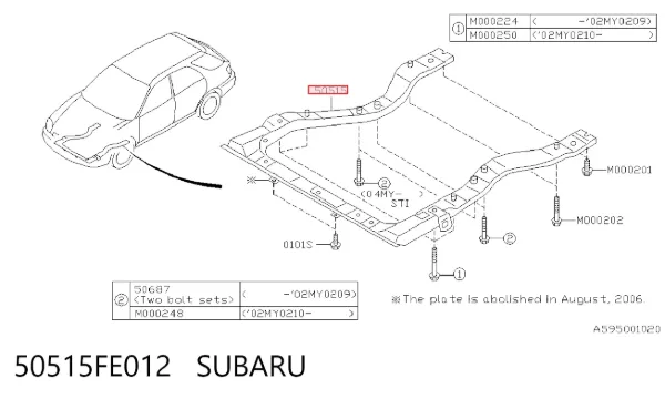 Viga de suspensão dianteira (plataforma veicular) 50515FE012 Subaru