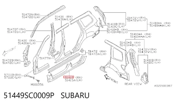 Acesso externo direito Subaru Forester III
