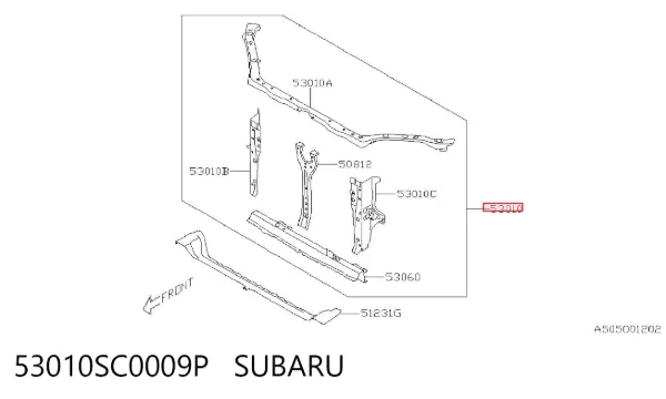 Suporte do radiador montado (painel de montagem de fixação das luzes) 53010SC0009P Subaru