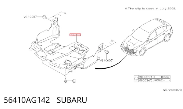 Proteção de motor, de panela (da seção de motor) Subaru Outback III