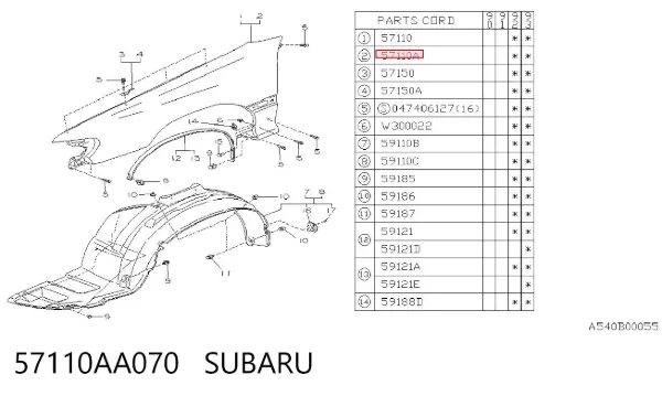 Pára-lama dianteiro esquerdo Subaru Legacy I