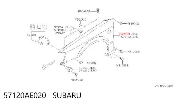 Pára-lama dianteiro direito Subaru Outback II