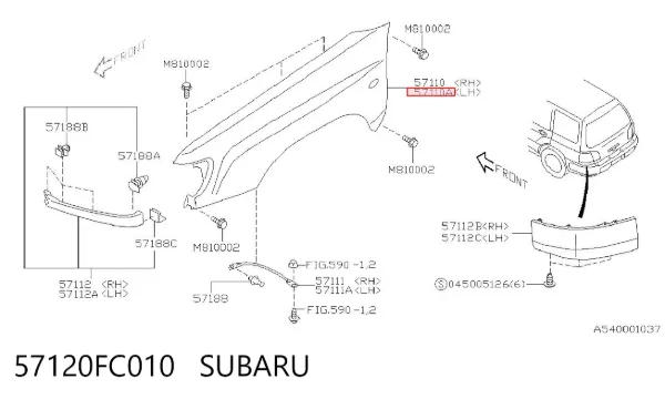 Pára-lama dianteiro esquerdo Subaru Forester I