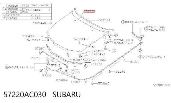 Capota 57220AC030 Subaru