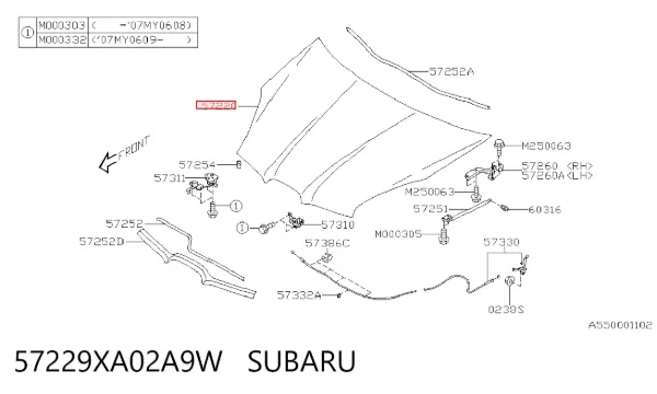 Capota 57229XA02A9W Subaru