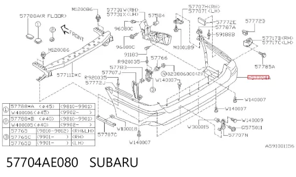 Pára-choque traseiro Subaru Outback II