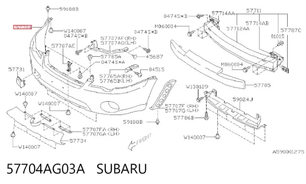 Pára-choque dianteiro 57704AG03A Subaru
