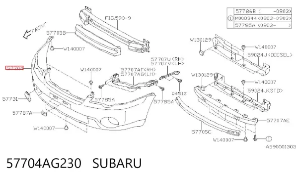 Pára-choque dianteiro 57704AG230 Subaru
