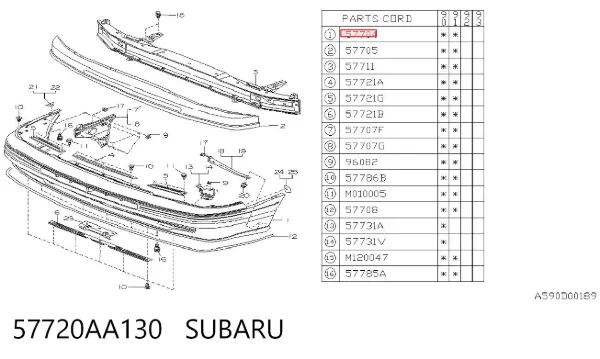 Pára-choque dianteiro Subaru Legacy I