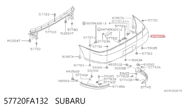 Pára-choque traseiro 57720FA132 Subaru