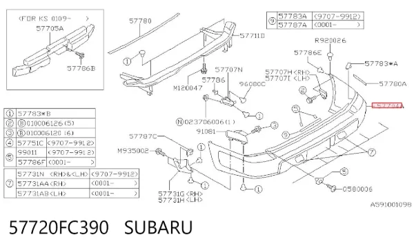 Pára-choque traseiro 57720FC390 Subaru