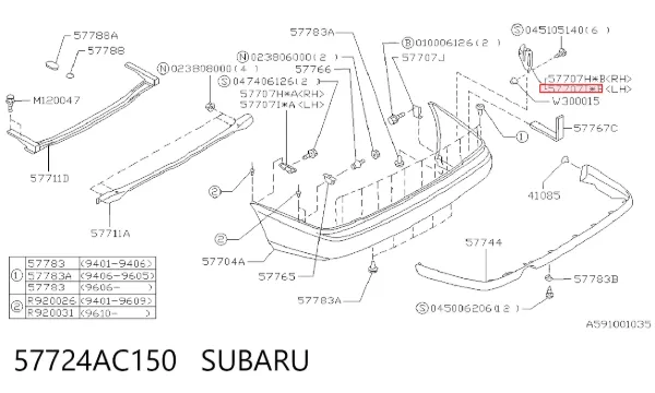 Consola esquerda do pára-choque traseiro 57724AC150 Subaru