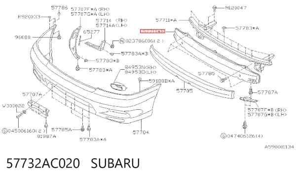 Reforçador do pára-choque dianteiro Subaru Legacy II