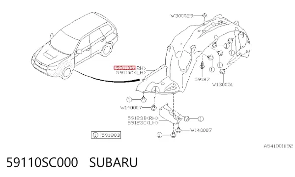 Guarda-barras direito do pára-lama dianteiro Subaru Forester III
